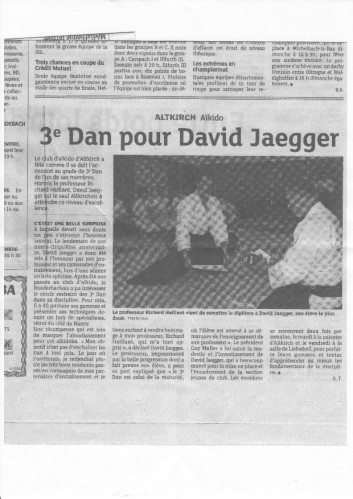 Remise du 3 eme Dan de David JEAGER le 8 nov 2011